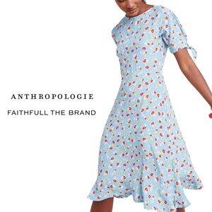 Faithfull The Brand Anthropologie Emilia Erin Midi Dress -  Blue Floral - Large